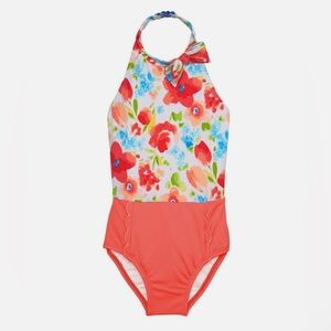 Janie and Jack Floral Halter One Piece Swimsuit Size 6-12 months